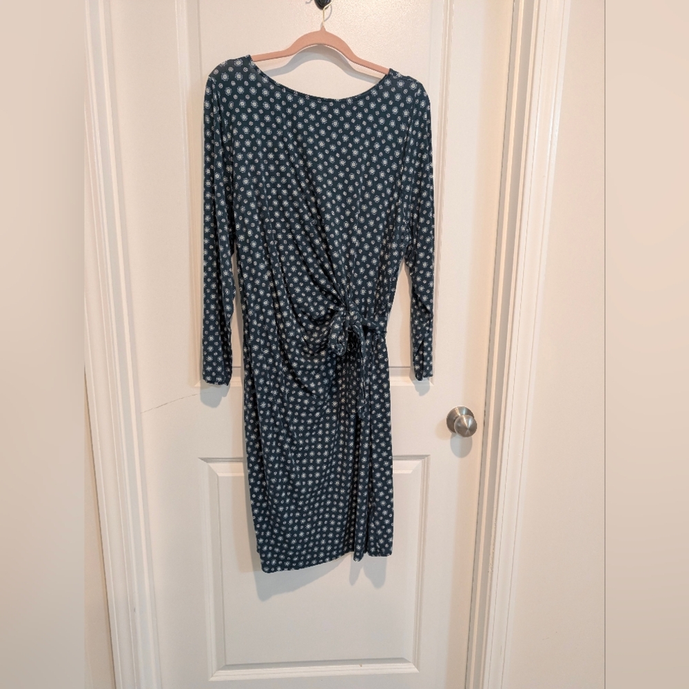 Women’s Teal Long Sleeve Knot-Front Dress